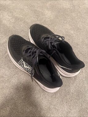 Hoka Black Athletic Running Shoes with White Midsole